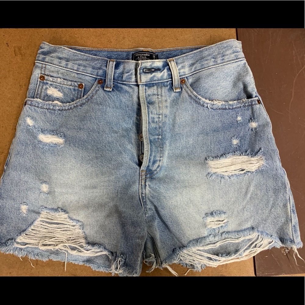 Abercrombie High waist distressed denim shorts